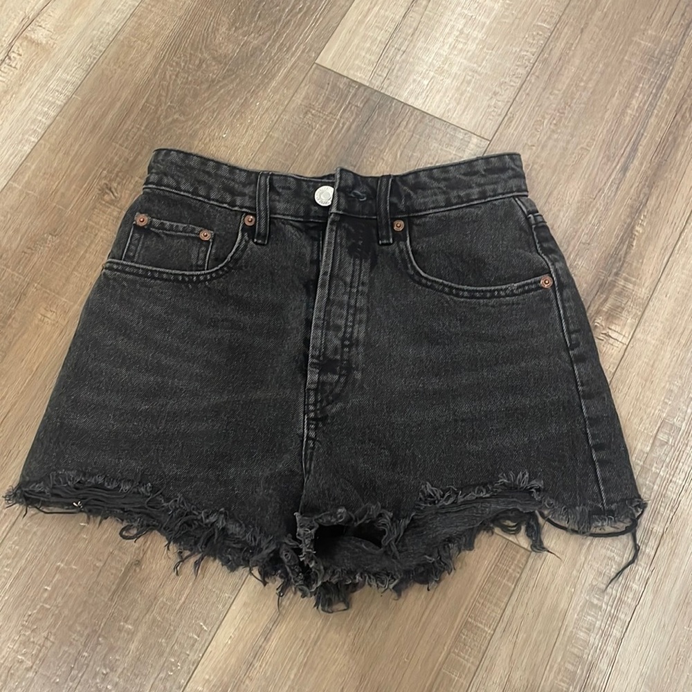 zara black high waisted denim shorts